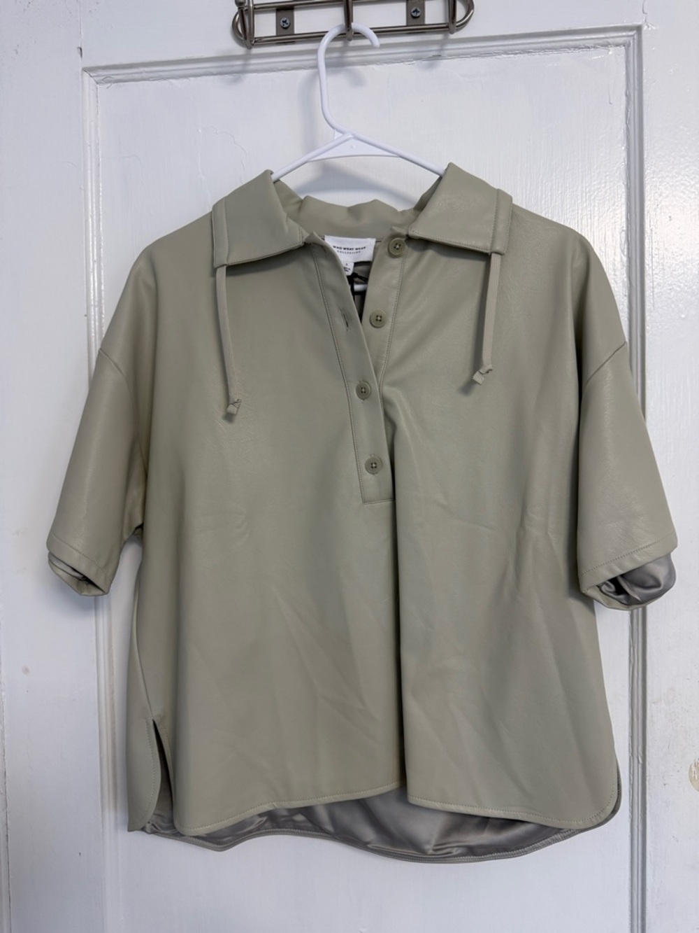 Who What Wear Light Vegan Leather Polo Shirt